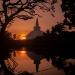 Stuning Sunrise through ancient ruins in Anuradhapura Sri Lanka