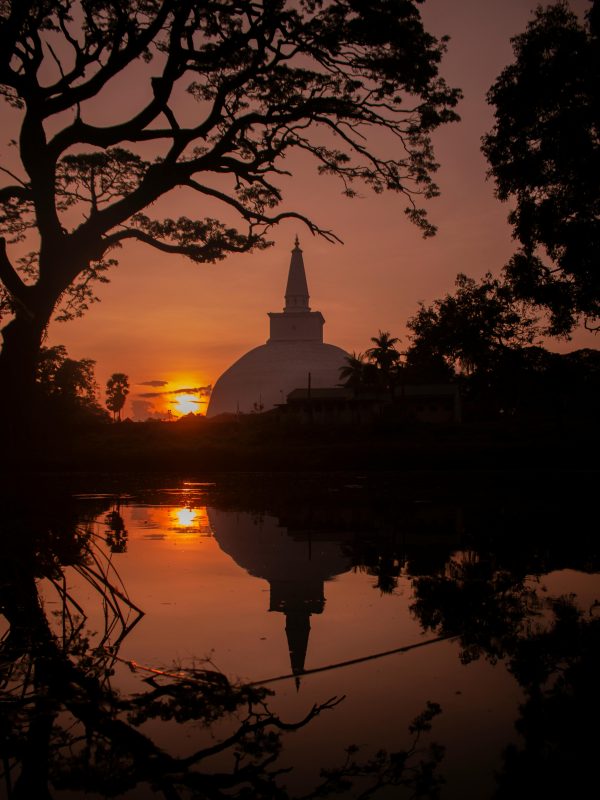 Stuning Sunrise through ancient ruins in Anuradhapura Sri Lanka