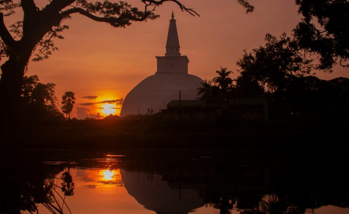 Stuning Sunrise through ancient ruins in Anuradhapura Sri Lanka