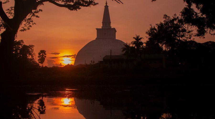 Stuning Sunrise through ancient ruins in Anuradhapura Sri Lanka